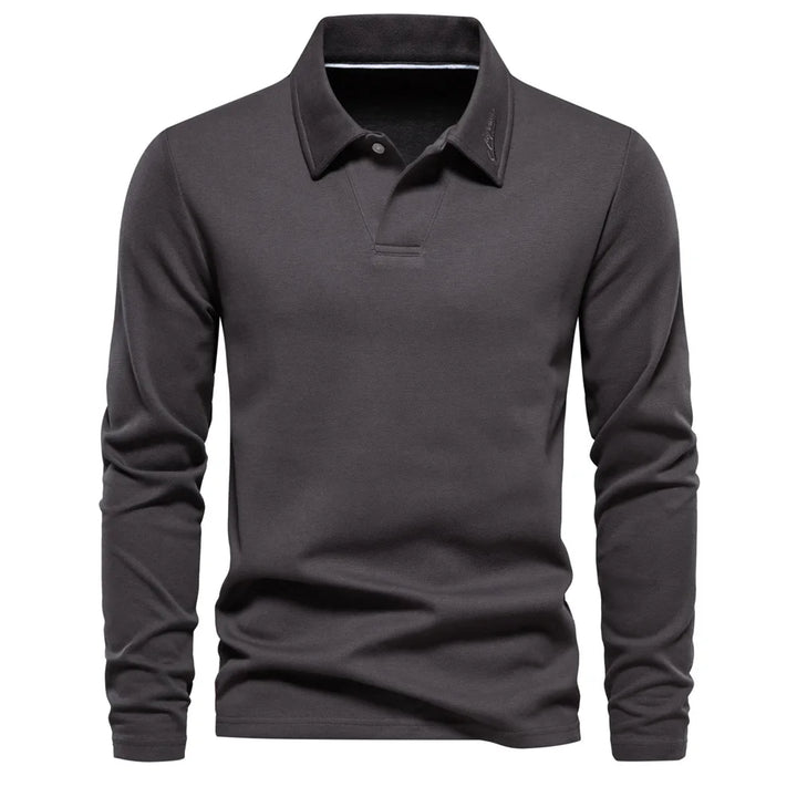 Men's Cotton Long-Sleeve Polo Shirt
