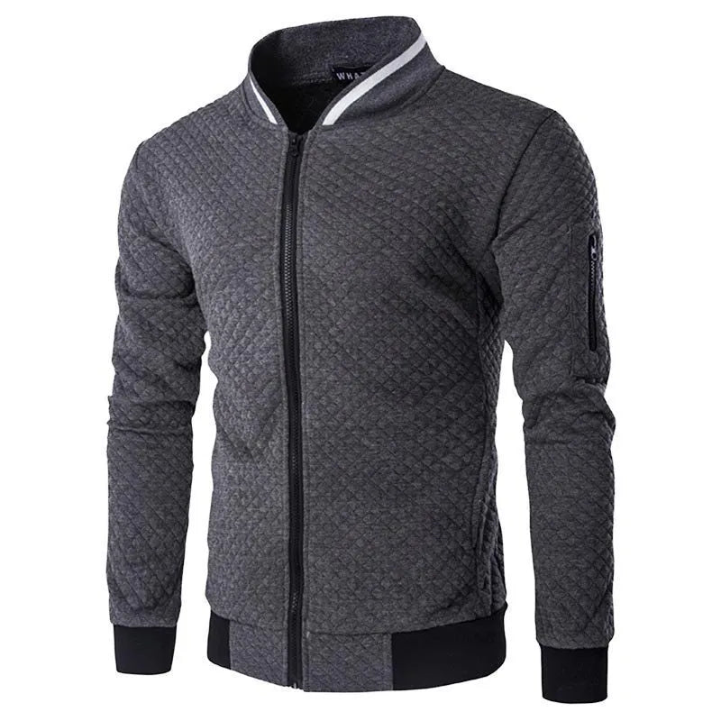 Embroidered Terry Stand Collar Zip Jacket