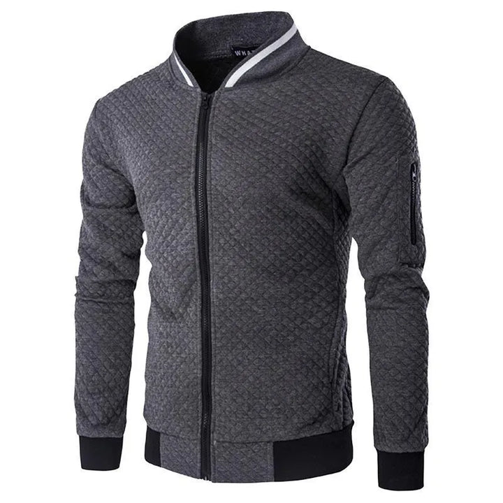 Embroidered Terry Stand Collar Zip Jacket