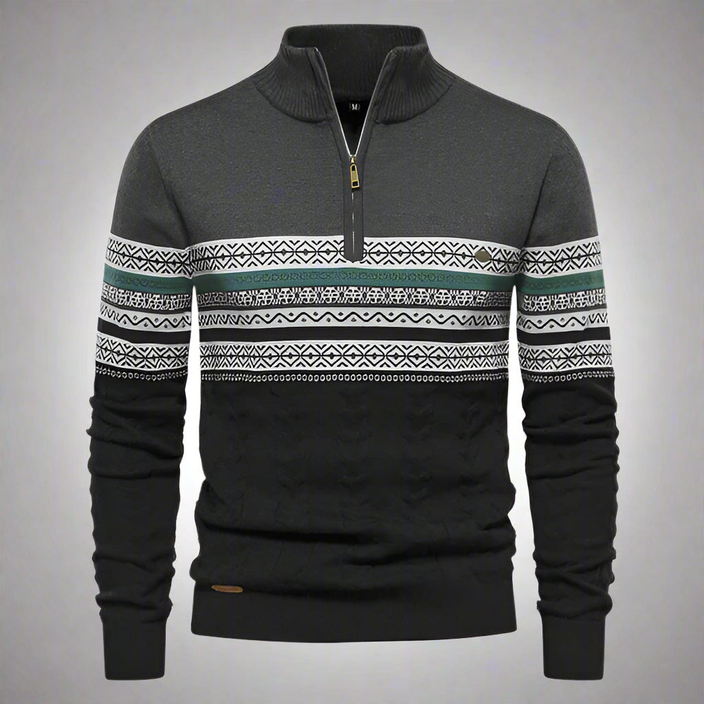 Striped Quarter-Zip Fleece Pullover