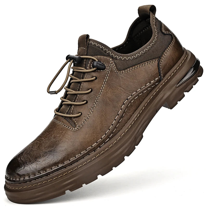 Brown leather shoe on a white background