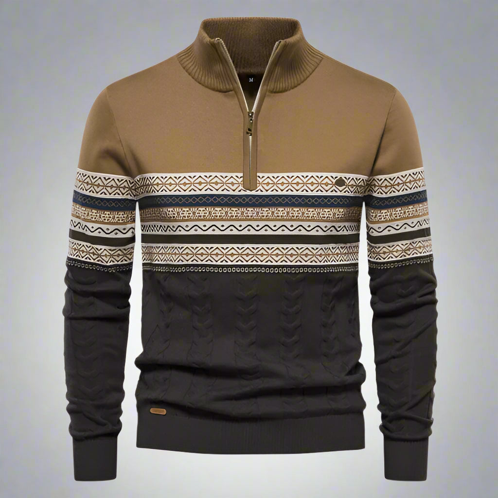 Striped Quarter-Zip Fleece Pullover