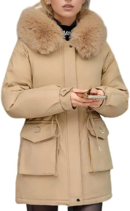 Women's Winter Jacket with Hooded Faux Fur