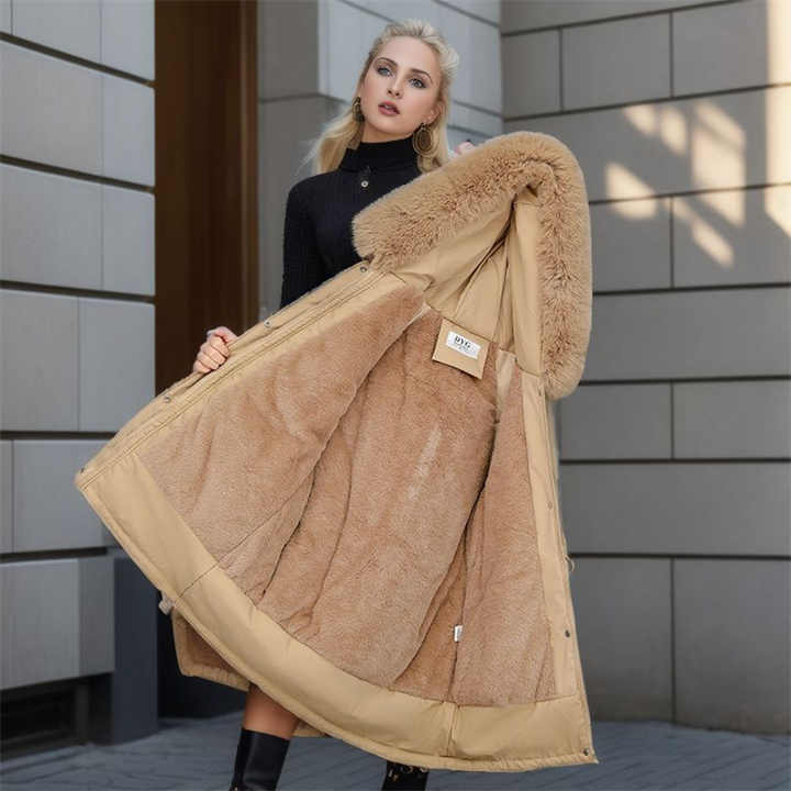 Women's Winter Jacket with Hooded Faux Fur