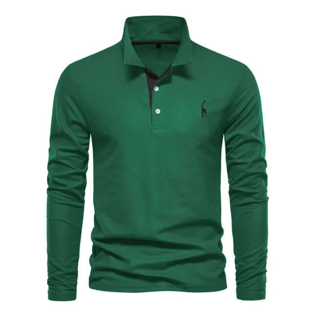  Men's Knit Long Sleeve Cotton Polo Shirt