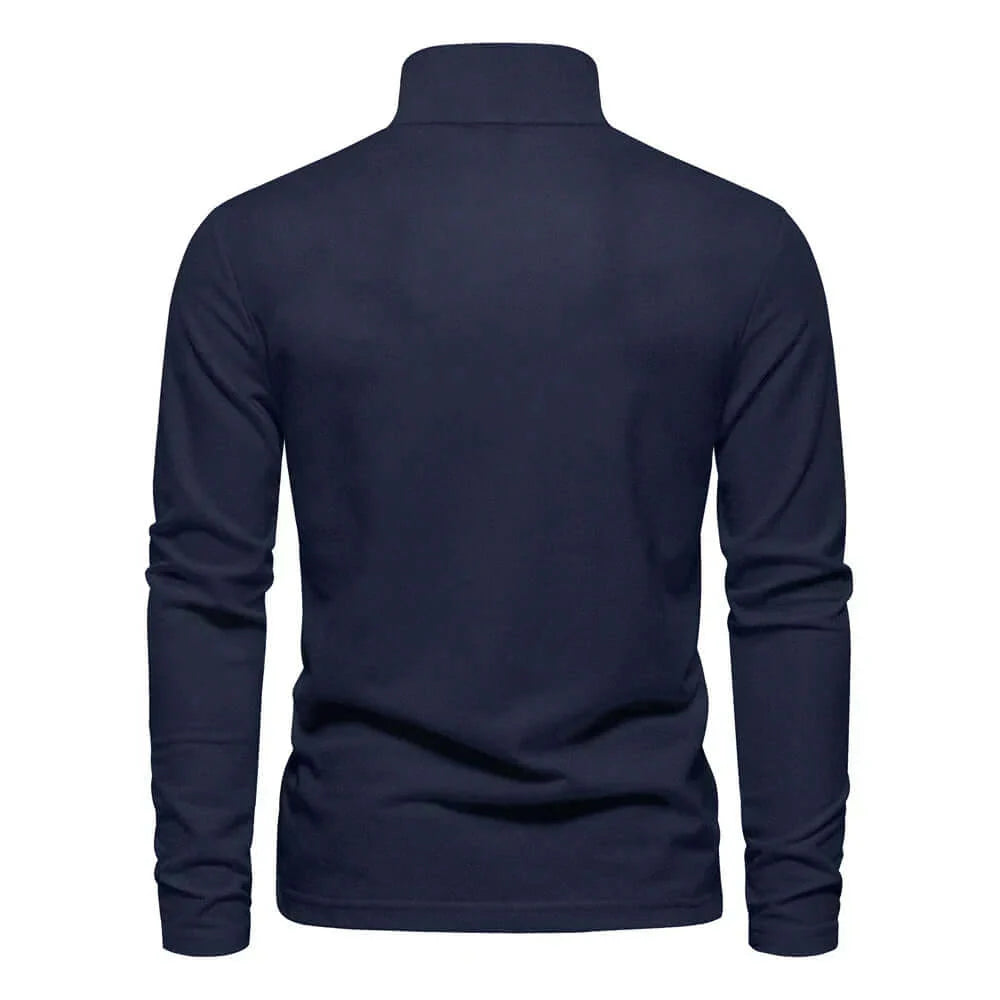  Men's Knit Long Sleeve Cotton Polo Shirt