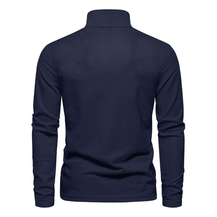  Men's Knit Long Sleeve Cotton Polo Shirt