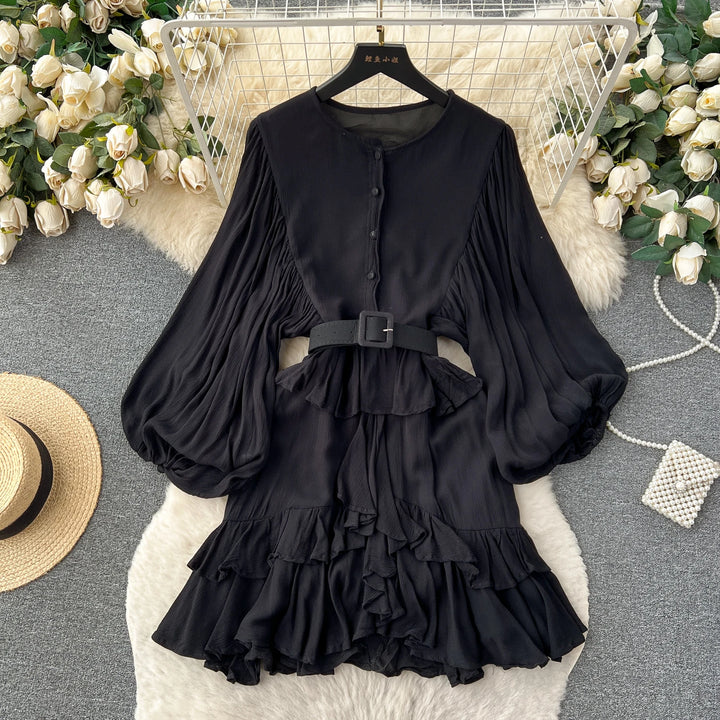 Elegant Long Sleeve A-Line Mini Dress