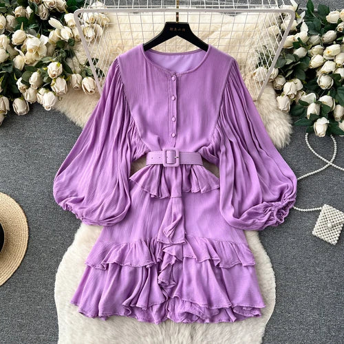 Elegant Long Sleeve A-Line Mini Dress