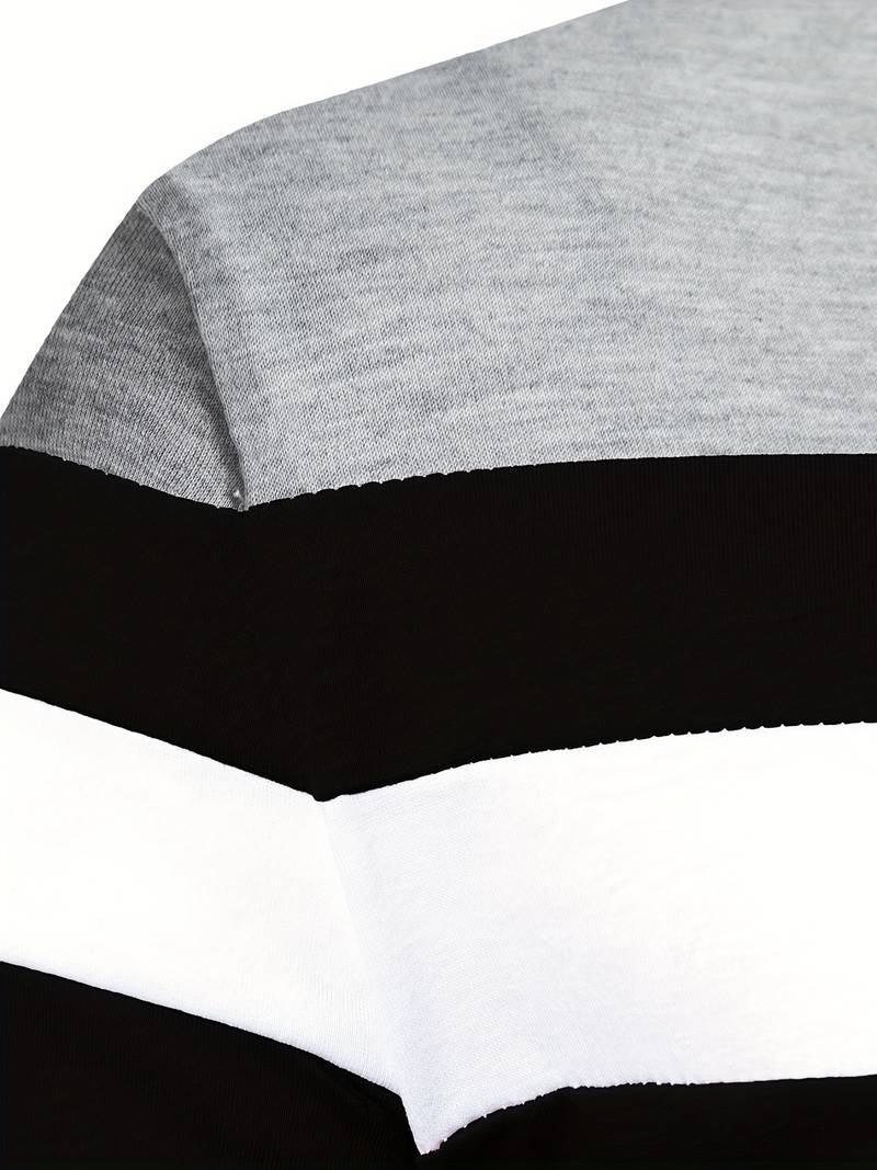  Men's Long Sleeve Striped Polo Shirt