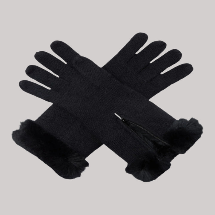 Luxury Cashmere Gloves with Rex Fur Cuffs