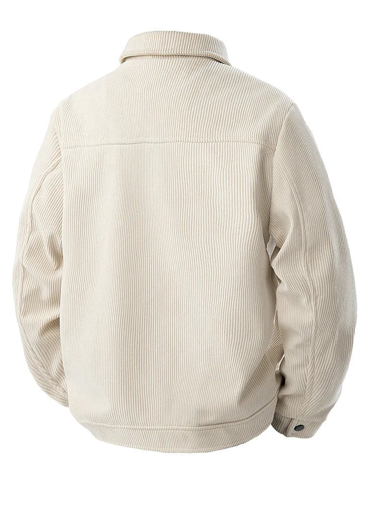 Beige corduroy jacket on a white background