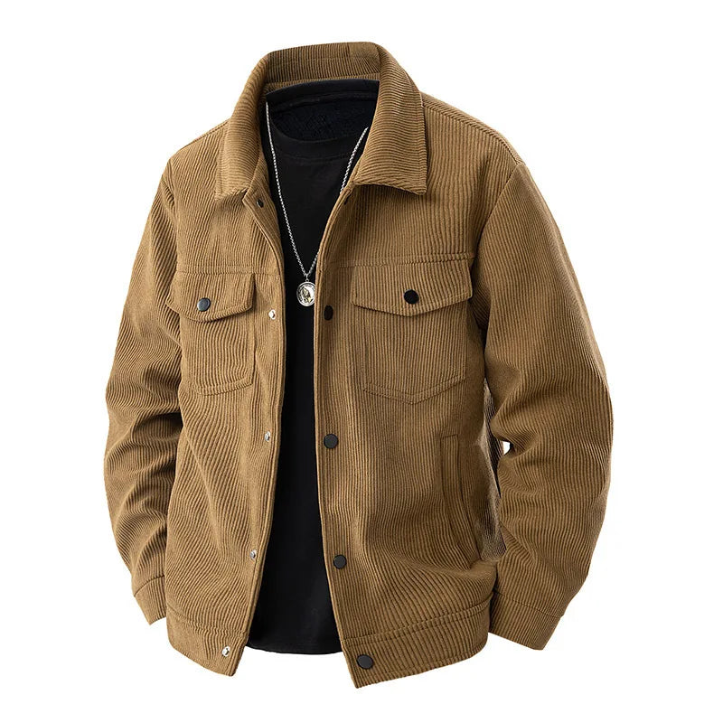 Brown corduroy jacket on a white background