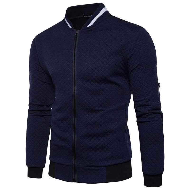 Embroidered Terry Stand Collar Zip Jacket
