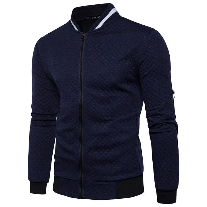 Embroidered Terry Stand Collar Zip Jacket