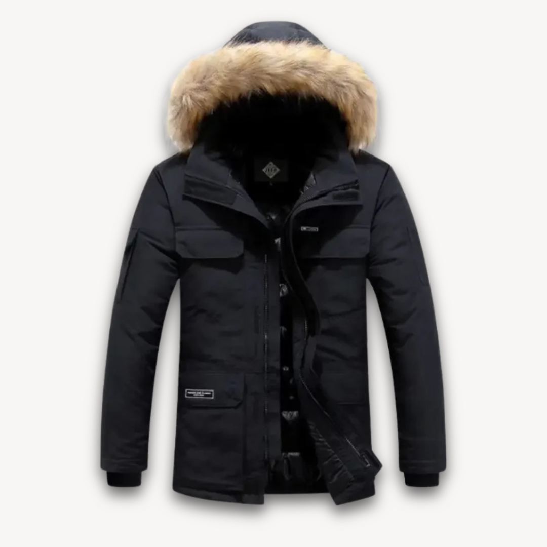 Men's Waterproof Parka With Fur Trim Hood