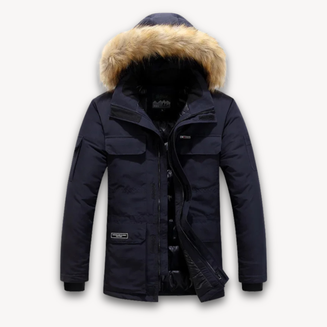 Men's Waterproof Parka With Fur Trim Hood