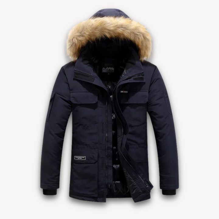Men's Waterproof Parka With Fur Trim Hood