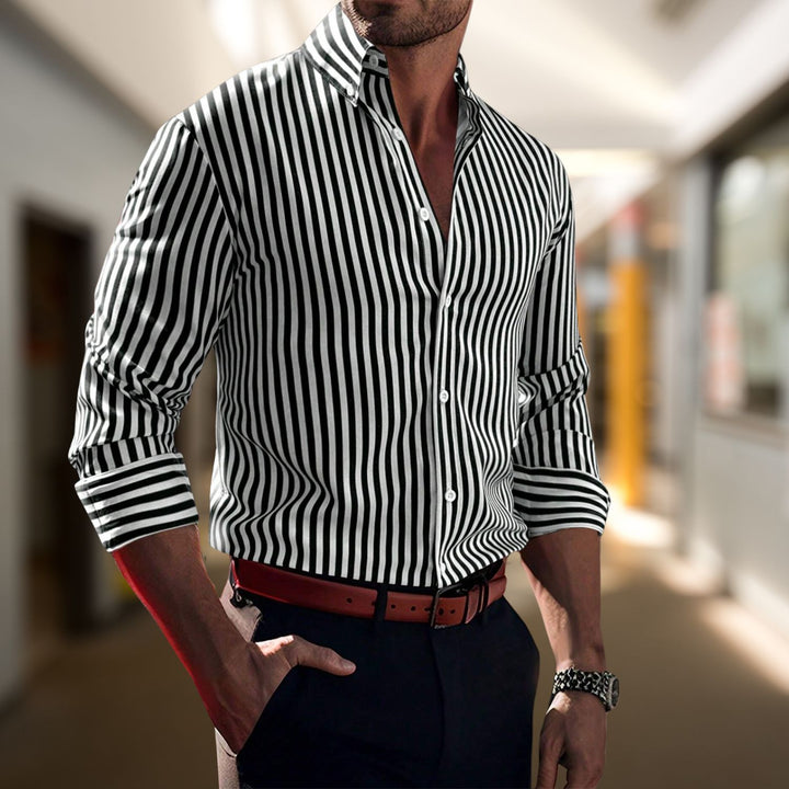  Men's Riviera Stripe Long Sleeve Shirt