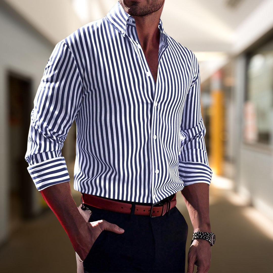  Men's Riviera Stripe Long Sleeve Shirt