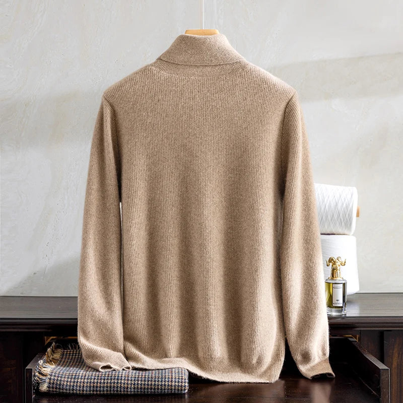 Beige sweater on a mannequin against a neutral background