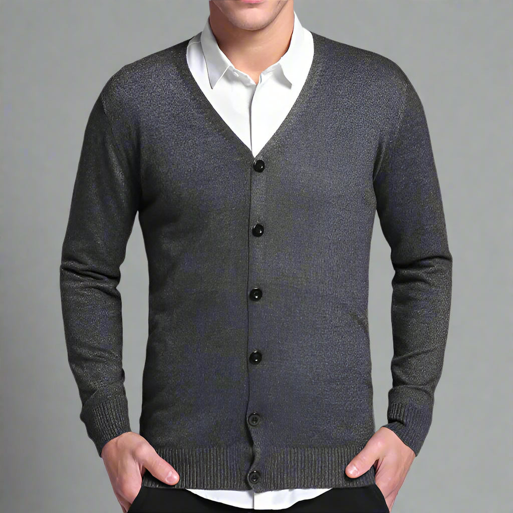 Men's Classic V-Neck Wool Cardigan