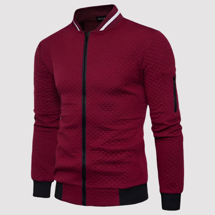 Embroidered Terry Stand Collar Zip Jacket
