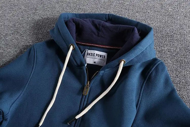  Men Essential Soft Fleece Zip-Through Hoodie