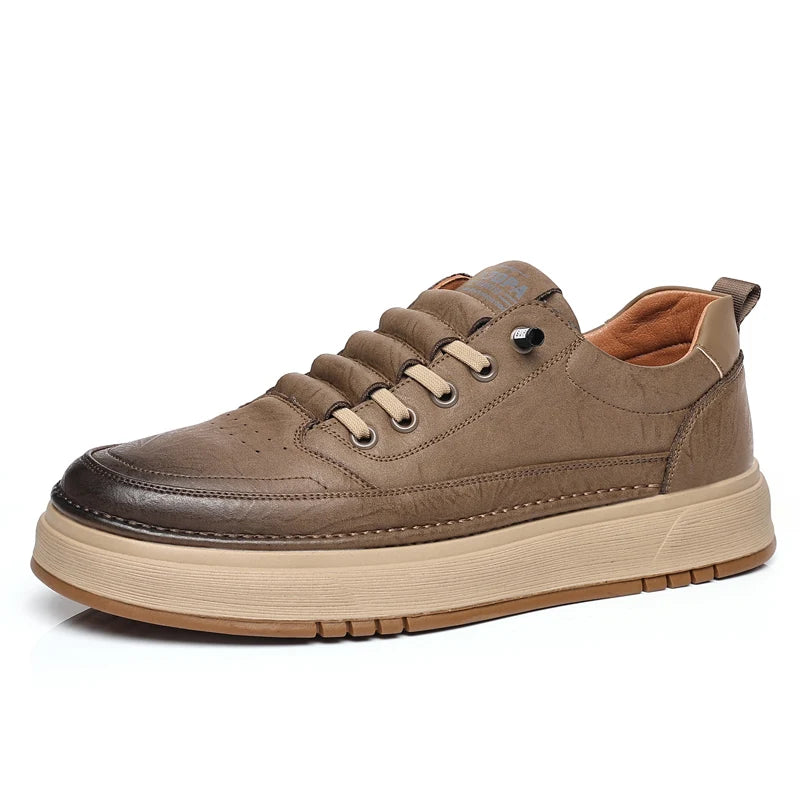 Brown sneaker with a white background