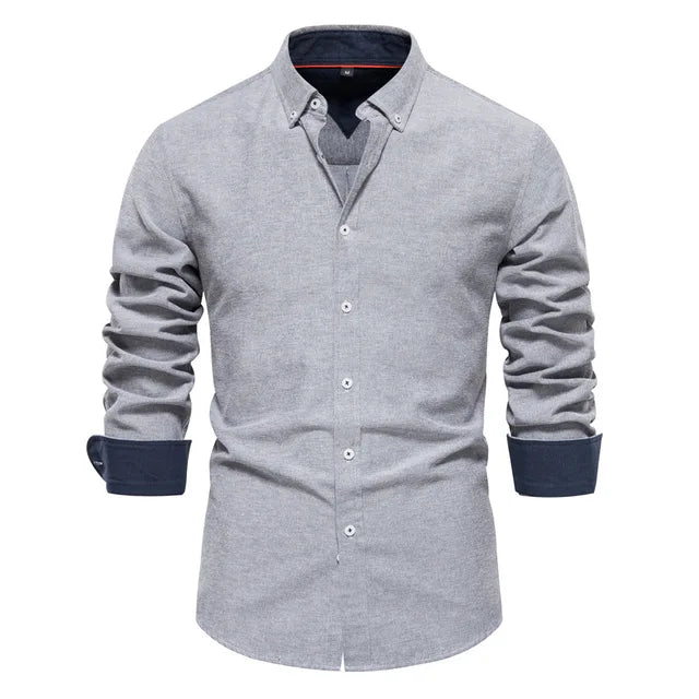 Men's Stand Collar Cotton Shirt
