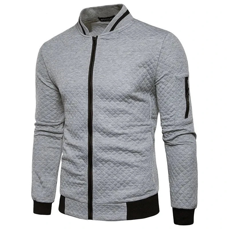 Embroidered Terry Stand Collar Zip Jacket