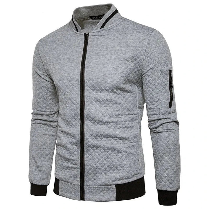 Embroidered Terry Stand Collar Zip Jacket