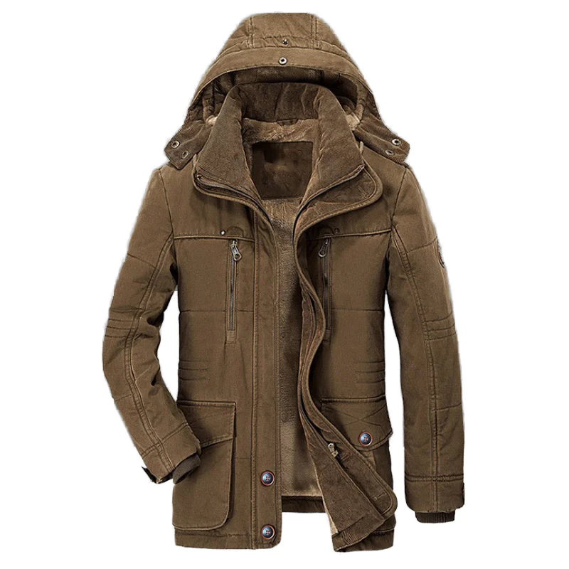 Brown hooded jacket on a white background