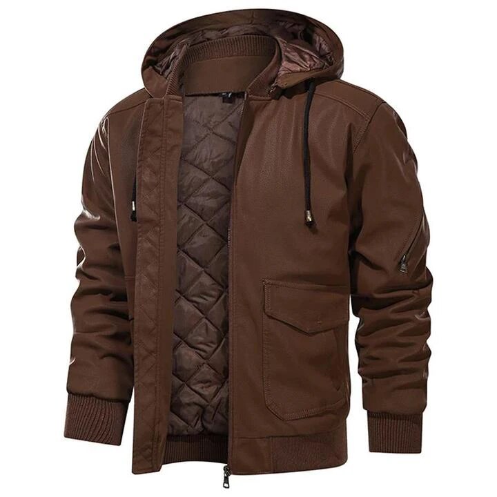 Men's Winter Jacket with Hood & Windproof Design