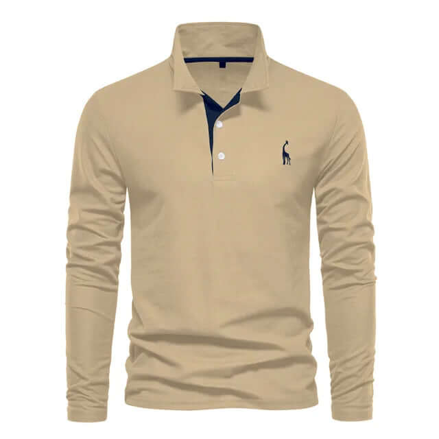  Men's Knit Long Sleeve Cotton Polo Shirt