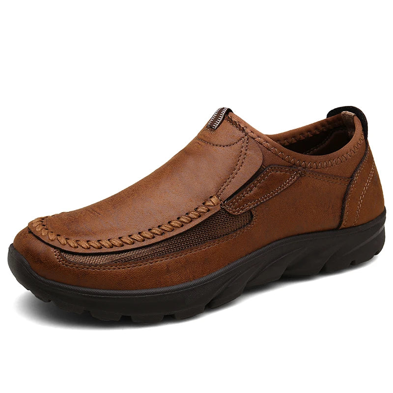 Brown leather shoe on a white background