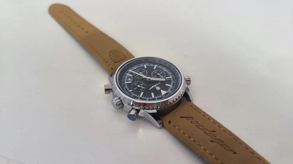 Men Leather Chronograph Watch