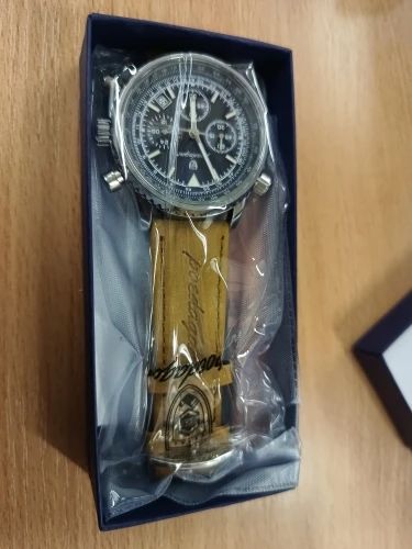 Men Leather Chronograph Watch