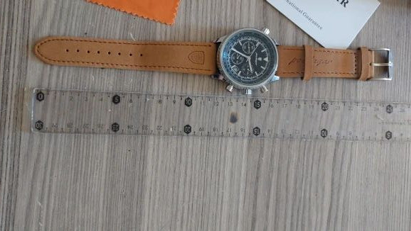 Men Leather Chronograph Watch