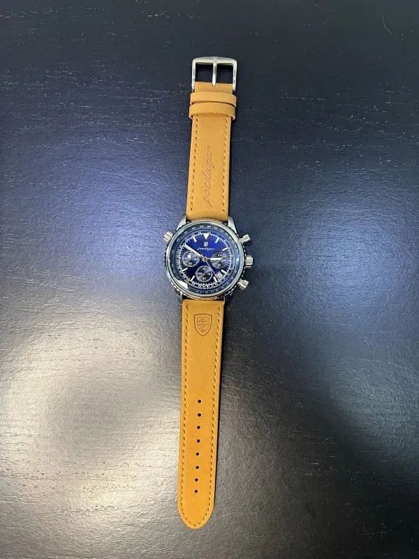 Men Leather Chronograph Watch