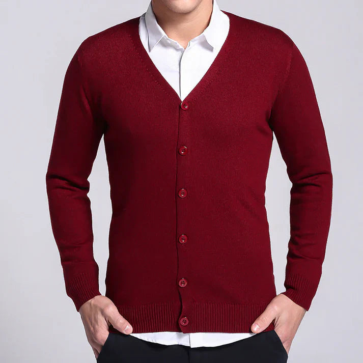 Men's Classic V-Neck Wool Cardigan