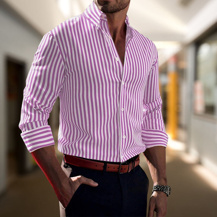  Men's Riviera Stripe Long Sleeve Shirt