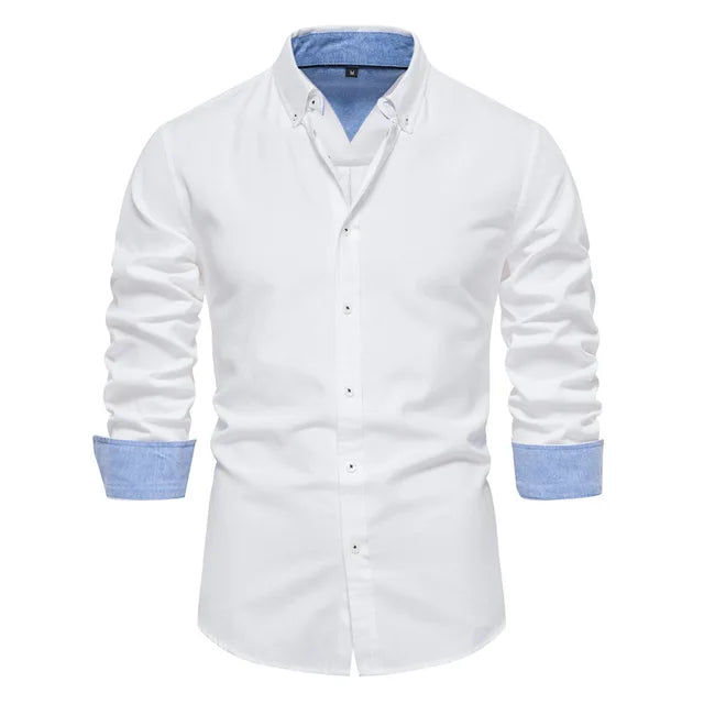 Men's Stand Collar Cotton Shirt