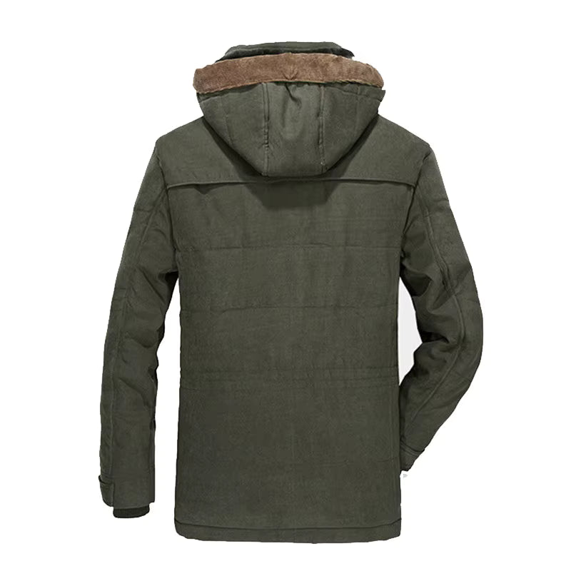 Green jacket with a hood on a white background