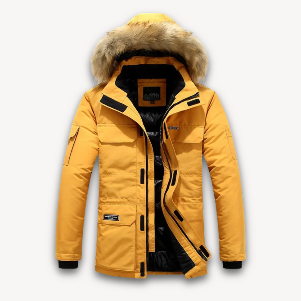 Men's Waterproof Parka With Fur Trim Hood