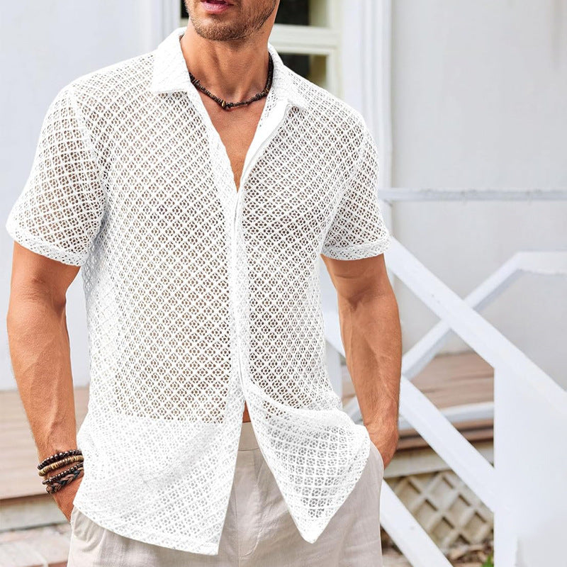 Men's Open Knit Short Sleeve Shirt