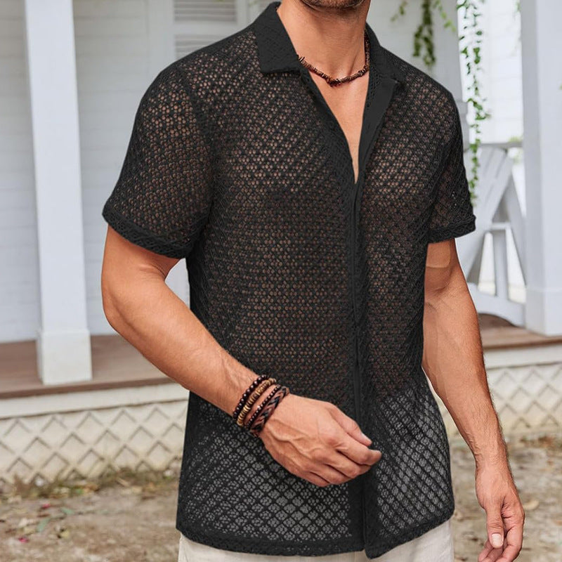 Men's Open Knit Short Sleeve Shirt