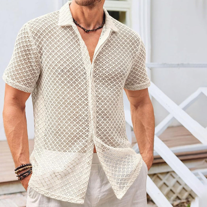 Men's Open Knit Short Sleeve Shirt