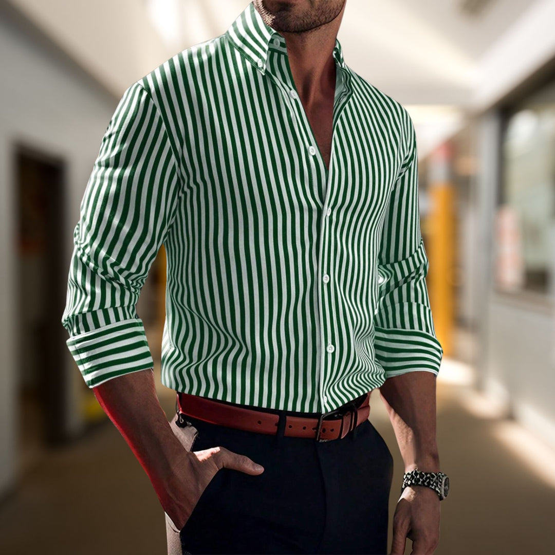  Men Riviera Stripe Long Sleeve Shirt