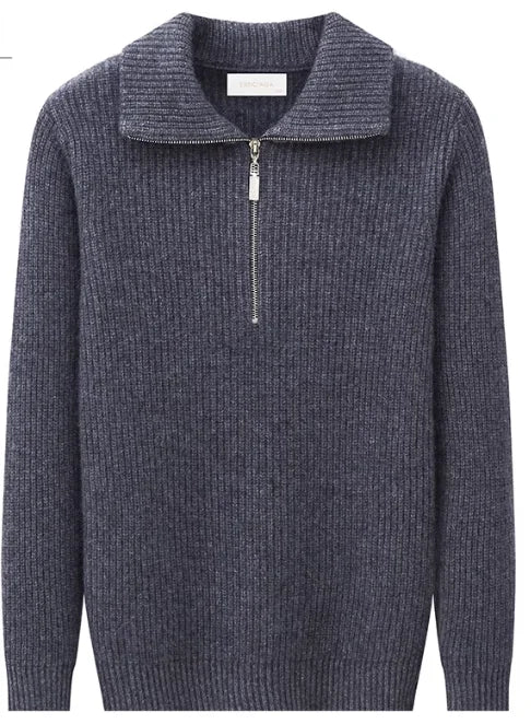 Gray sweater with a zipper on a white background